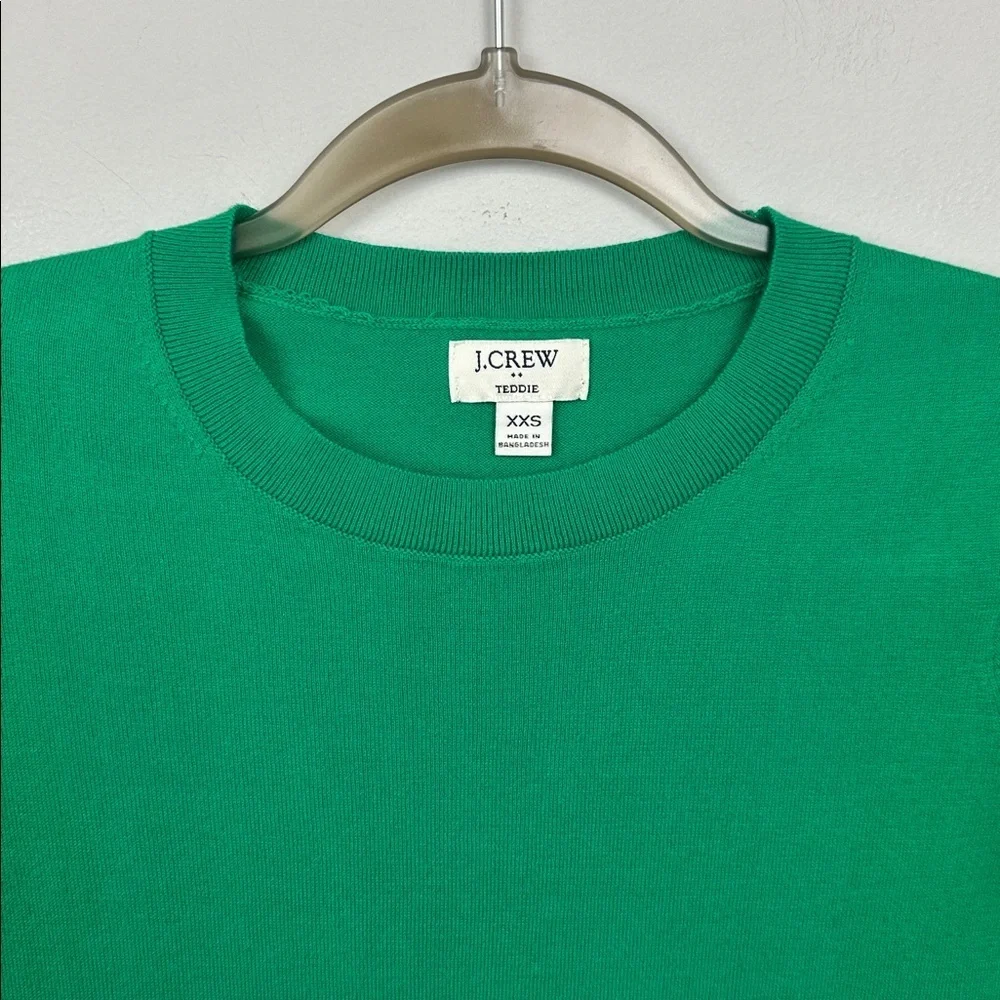 J. Crew Teddie 100% Cotton Crewneck Sweater Kelly Green Sz XXS